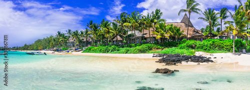 Fototapeta Naklejka Na Ścianę i Meble -  Best tropical destination - beautiful Mauritius island, Bell Mare beach