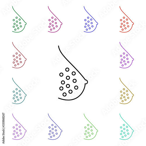 Mammary gland, organ multi color style icon. Simple thin line, outline vector of human organ icons for ui and ux, website or mobile application