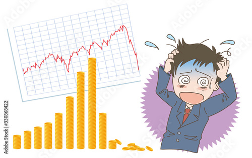 経済暴落イメージ・慌てる男性