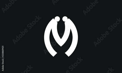 Abstract letter m logo with person symbol.