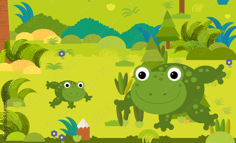 Naklejka premium cartoon scene with different european animals in the forest illustration