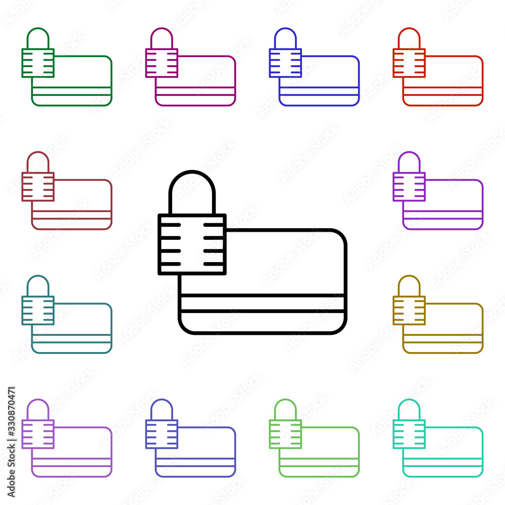 lock bank card multi color style icon. Simple thin line, outline vector of online shopping icons for ui and ux, website or mobile application lock bank card multi color style icon. Simple thin line, outline vector of online shopping icons for ui and ux, website or mobile application