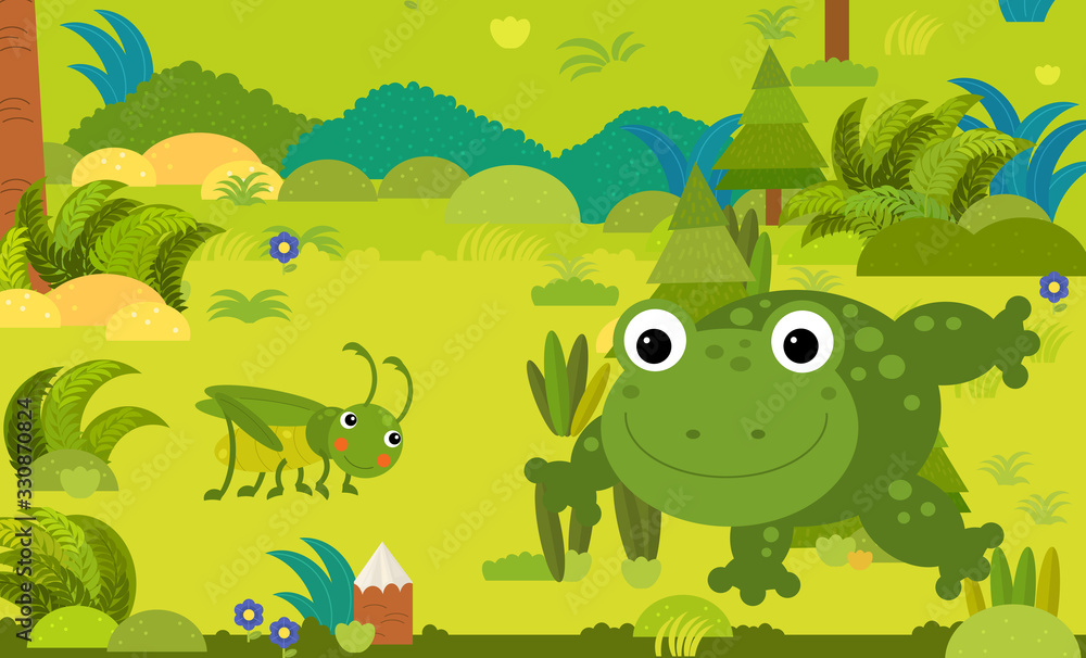 Naklejka premium cartoon scene with different european animals in the forest illustration