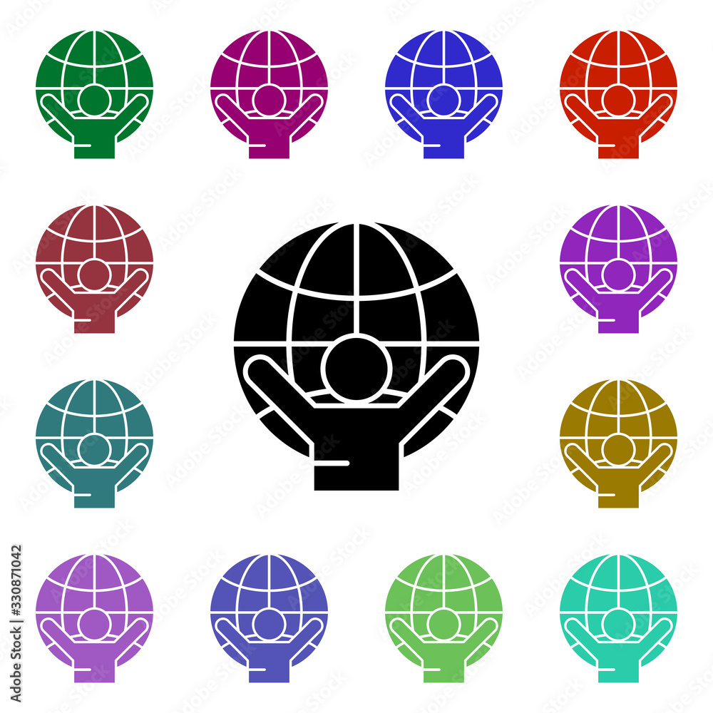 Pacifism, globe, human multi color style icon. Simple glyph, flat vector of peace and humanrights icons for ui and ux, website or mobile application Pacifism, globe, human multi color style icon. Simple glyph, flat vector of peace and humanrights icons for ui and ux, website or mobile application
