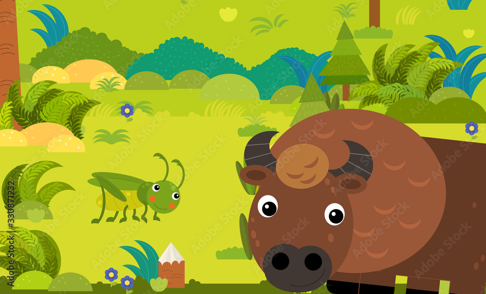 cartoon scene with different european animals in the forest illustration cartoon scene with different european animals in the forest illustration