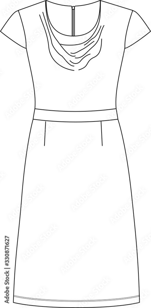 DRESS, Fashion Flat Sketches, Apparel Design Template