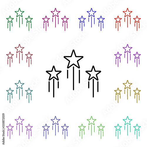 Rock, stars, fly multi color style icon. Simple glyph, flat vector of rock and roll icons for ui and ux, website or mobile application