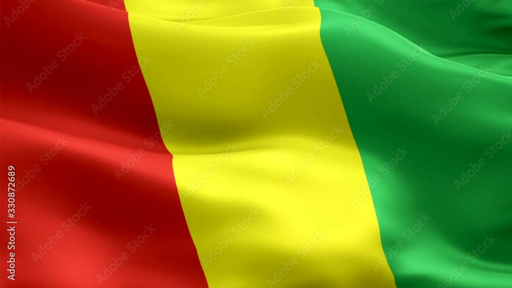Guinea waving flag. National 3d Guinean flag waving. Sign of French Guinea seamless loop animation. Guinean flag HD resolution Background. Guinea flag Closeup 1080p Full HD video for presentation Guinea waving flag. National 3d Guinean flag waving. Sign of French Guinea seamless loop animation. Guinean flag HD resolution Background. Guinea flag Closeup 1080p Full HD video for presentation