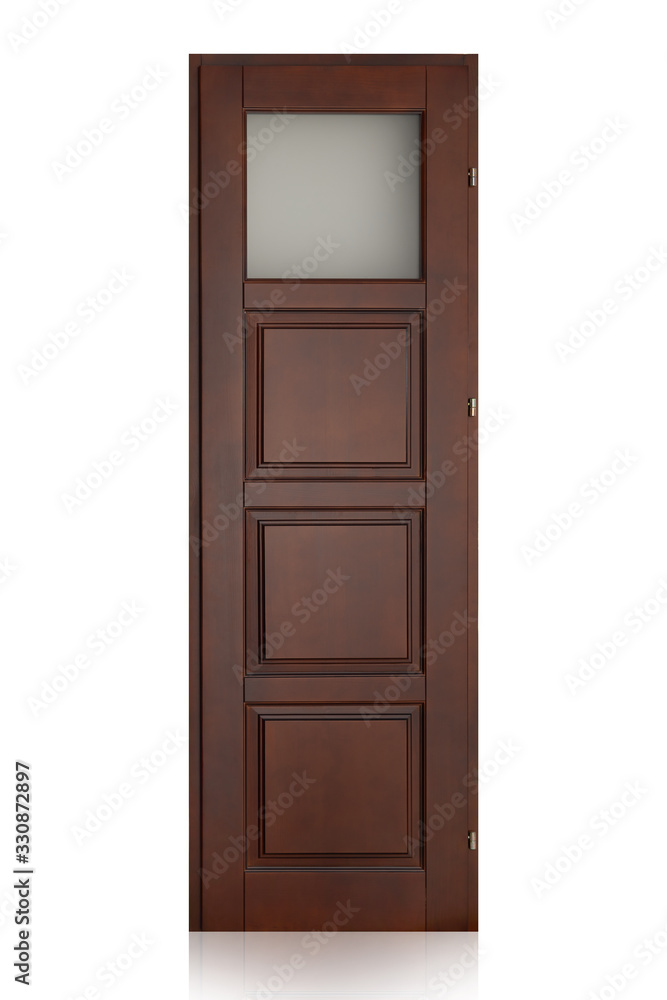 Wooden door isolated on white background. Plastic door Wooden door isolated on white background. Plastic door
