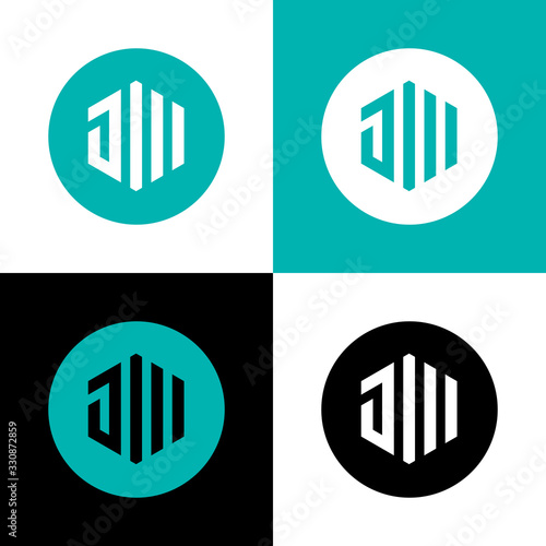 Initial Letter JW or JM logo icon