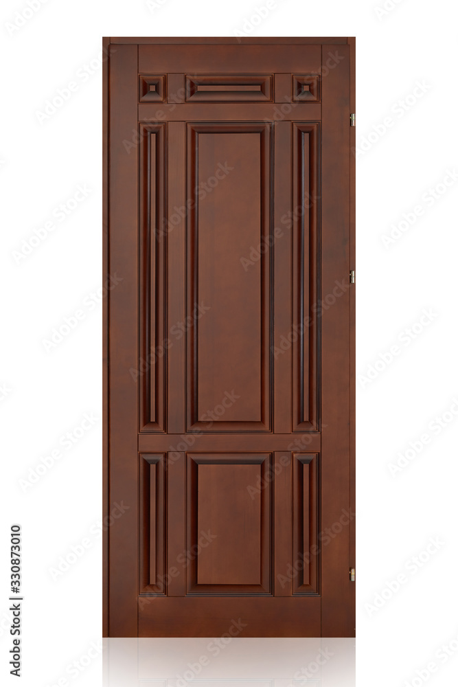Wooden door isolated on white background. Plastic door Wooden door isolated on white background. Plastic door