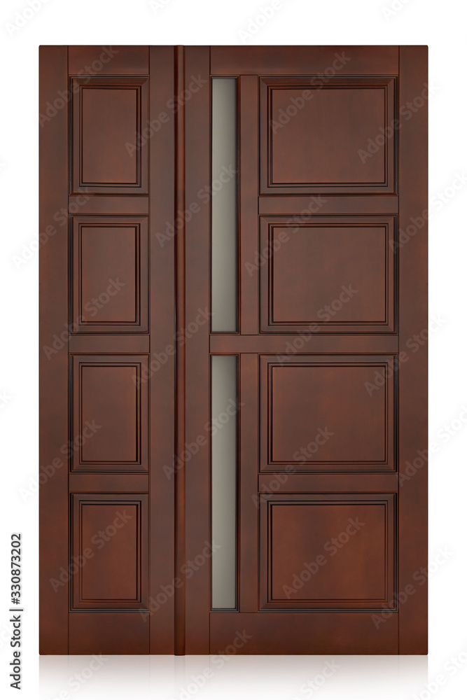 Wooden door isolated on white background. Plastic door Wooden door isolated on white background. Plastic door