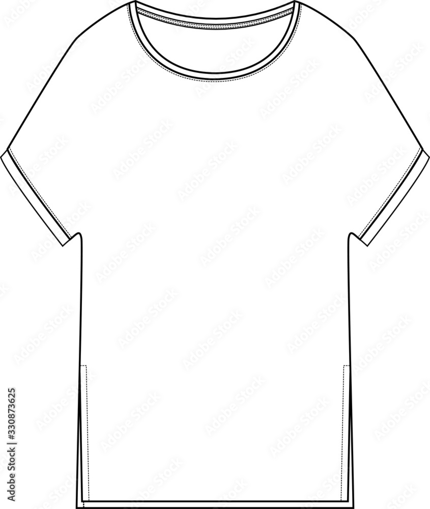 Women's Top Fashion Flat Sketch, Blouse, Ready made, Apparel Template Women's Top Fashion Flat Sketch, Blouse, Ready made, Apparel Template