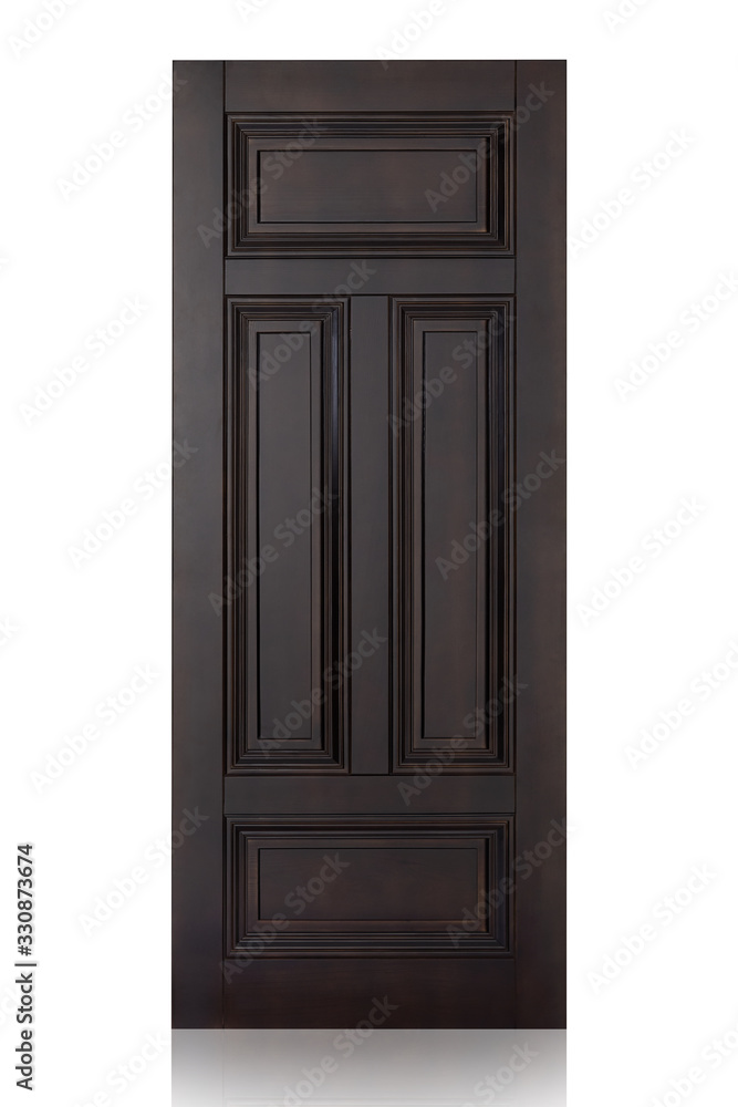 Wooden door isolated on white background. Plastic door