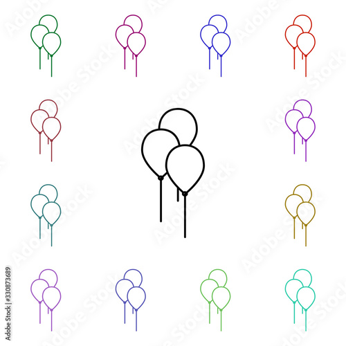 Balloons line multi color style icon. Simple thin line, outline vector of toys icons for ui and ux, website or mobile application