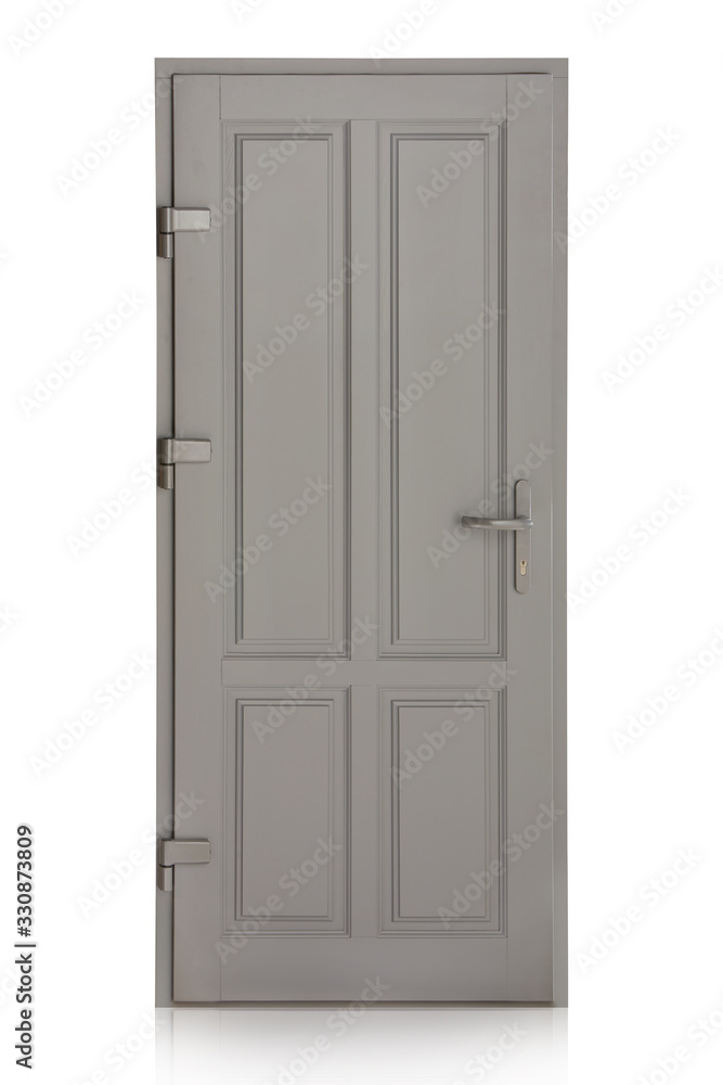 Wooden door isolated on white background. Plastic door Wooden door isolated on white background. Plastic door