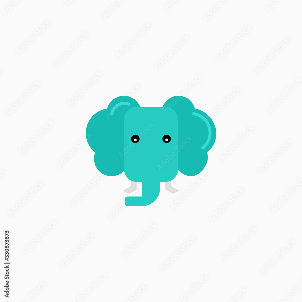 Vector Flat Elephant's face isolated. Cartoon style illustration. Animal's head logo. Object for web, poster, banner, print design. Advertisement decoration element. Vector Flat Elephant's face isolated. Cartoon style illustration. Animal's head logo. Object for web, poster, banner, print design. Advertisement decoration element.