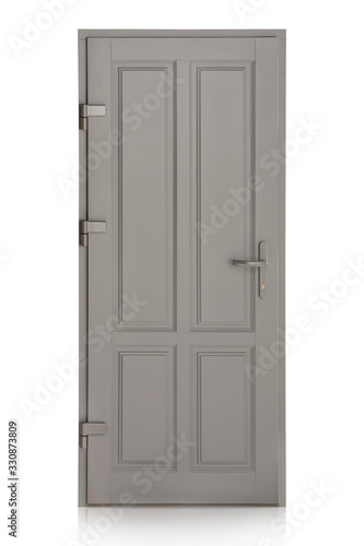 Fototapeta Naklejka Na Ścianę i Meble -  Wooden door isolated on white background. Plastic door