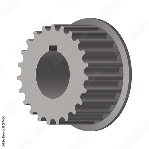 Crankshaft pulley. Vehicle part. 3D effect. Vector illustration