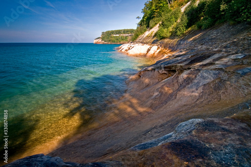 Afternoon light on the shoreline of Pictured Rocks National Lakeshore in Michigan's Upper Peninsula.