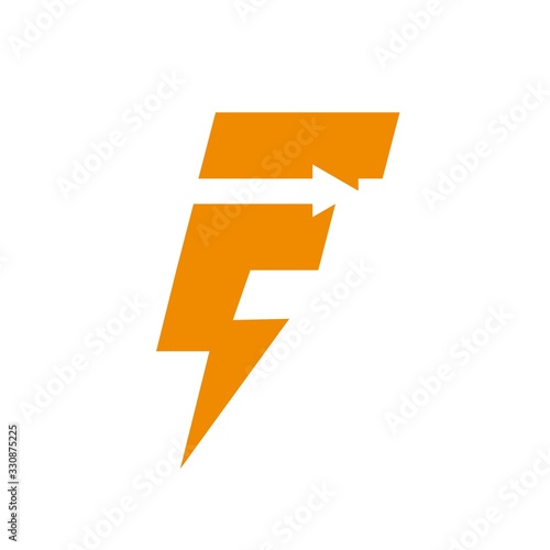 Letter F electrical logo icon design template elements. Vector color sign.