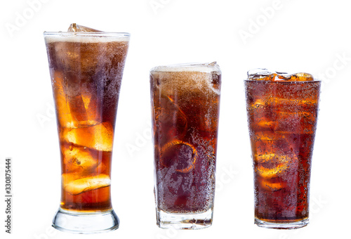 clipping path cola in glass isolated on white background