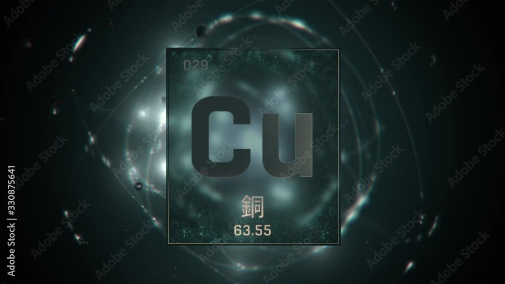 Copper as Element 29 of the Periodic Table. Seamlessly looping 3D ...