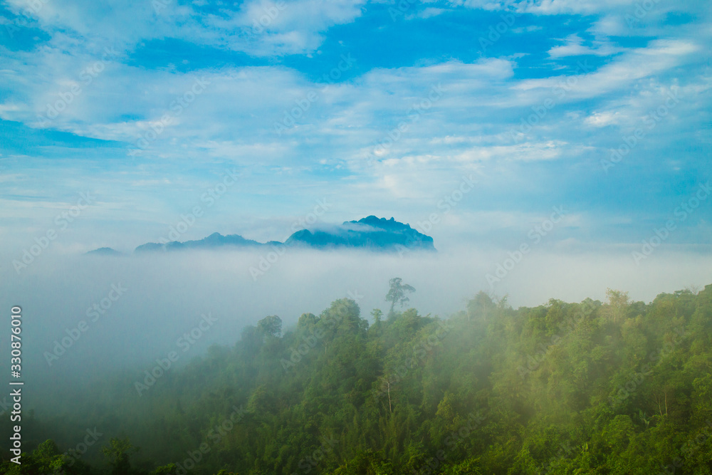 fog and cloud mountain valley landscape, Thailand