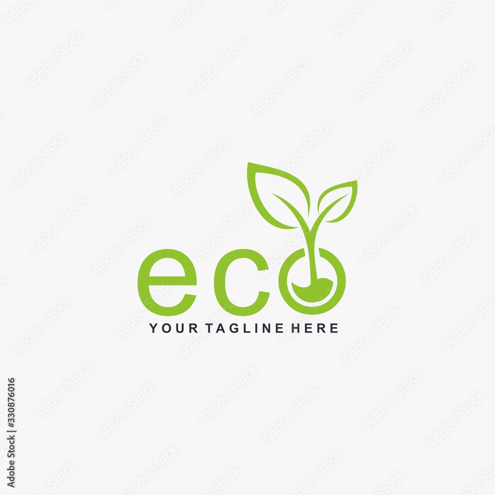 Letter ECO logo design. Plant abstract in letter design. Green leaf illustration symbol. Natural organic vector icon. Letter ECO logo design. Plant abstract in letter design. Green leaf illustration symbol. Natural organic vector icon.