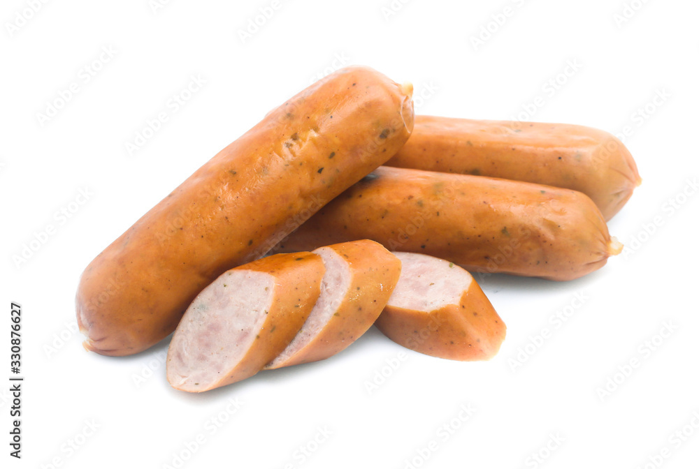 Frankfurter sausage isolated on white background Frankfurter sausage isolated on white background