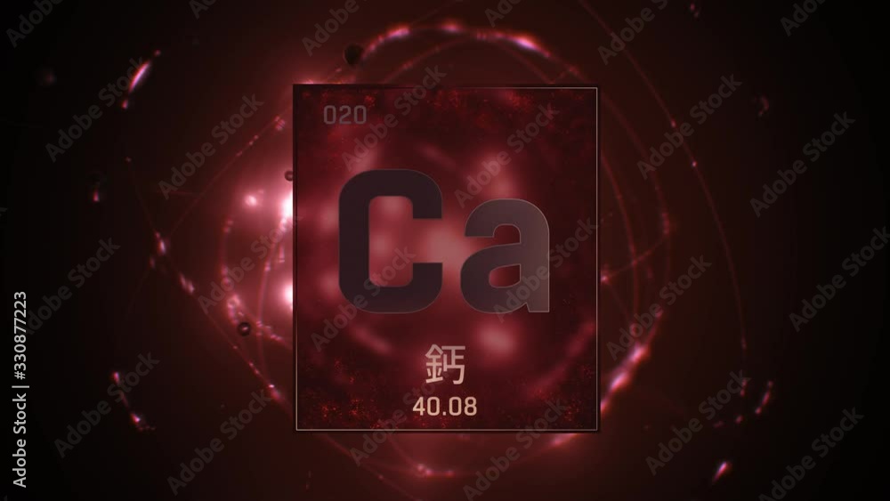 Calcium as Element 20 of the Periodic Table. Seamlessly looping 3D ...