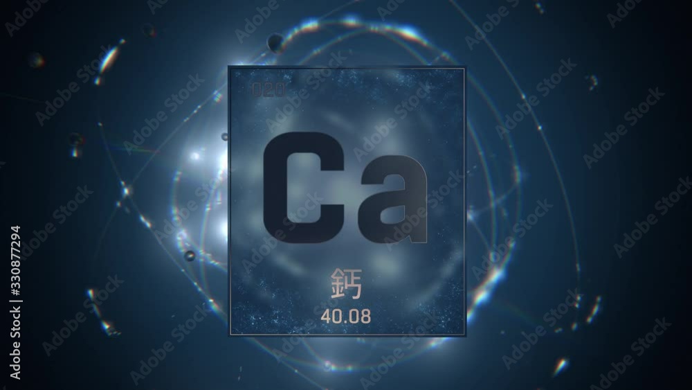 Calcium as Element 20 of the Periodic Table. Seamlessly looping 3D ...