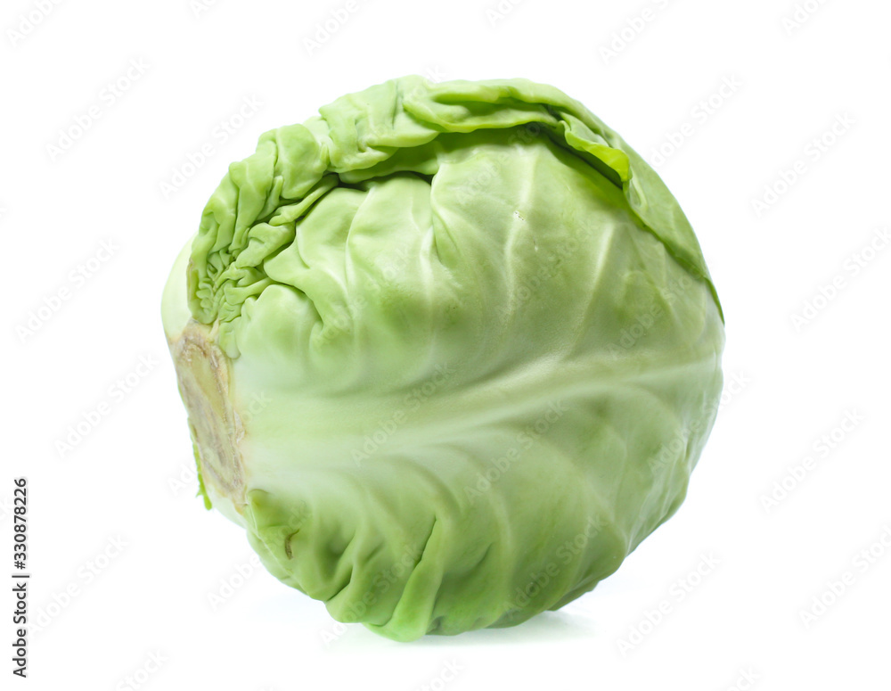 green cabbage on white background green cabbage on white background