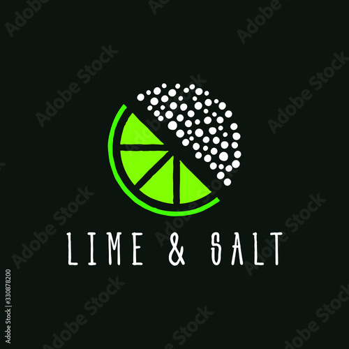 Abstract vector round graphic illustration of a slice of lime and salt. Can be used as a logo sign, graphic design part of different projects.