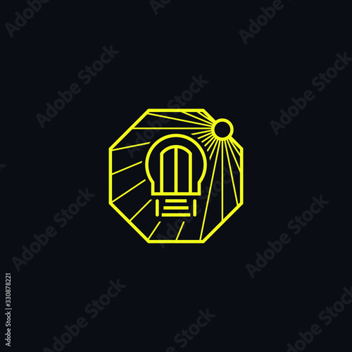 Abstract vector round graphic illustration of a gypsy wagon. Can be used as a logo sign, graphic design part of different projects.