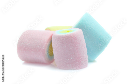 colorful marshmallows candy isolated on white background