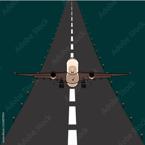 Taking off air plane from airport vector illustration