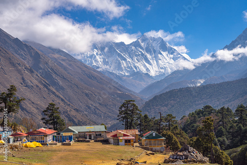 Tengboche is a village in Nepal, located at 3,867 metres. Tengboche Monastery, which is the largest Buddhist gompa in the Khumbu region. photo