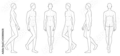 Fashion template of walking men. 