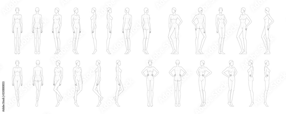 Fashion template of 25 women. Stock Vector | Adobe Stock