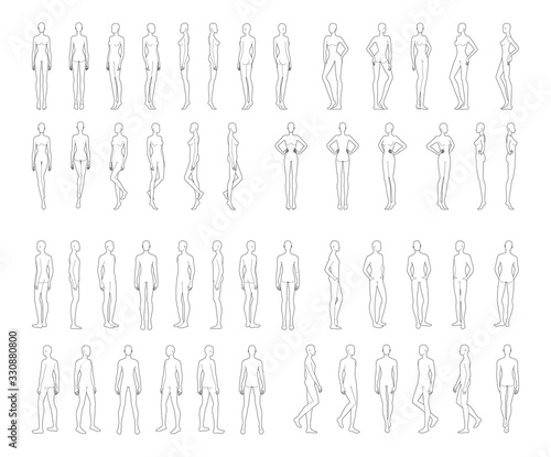 Fashion template of 50 men and women. 
