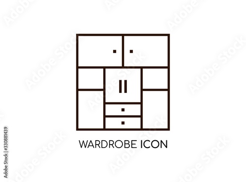 Wardrobe Line Icon Template. Cupboard Icon in Monoline Concept Isolated on White Background. Vector Illustration.