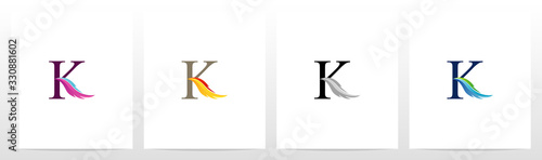 Feather On Letter Logo Design K