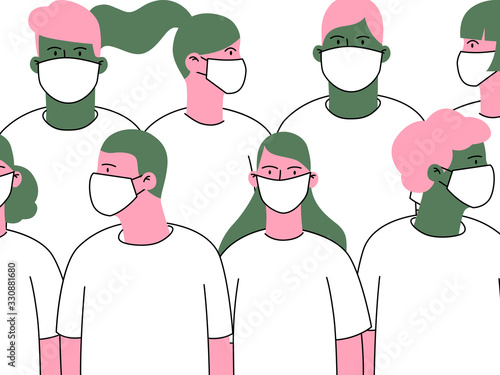 Group of people wearing surgical mask