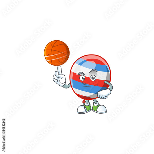 Attractive independence day balloon cartoon design with basketball