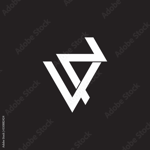 abstract letter vn simple geometric overlapping line logo vector