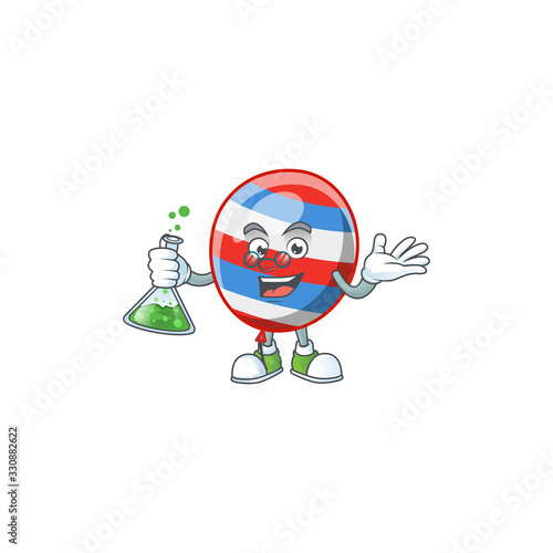 Independence day balloon brainy Professor Cartoon design grasp a glass tube