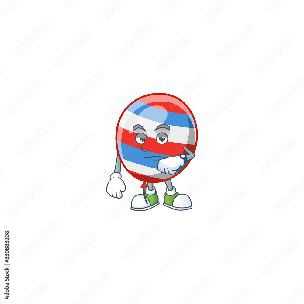 A cartoon icon of independence day balloon with waiting gesture A cartoon icon of independence day balloon with waiting gesture