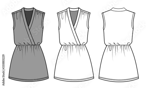 dress  fashion flat sketch template