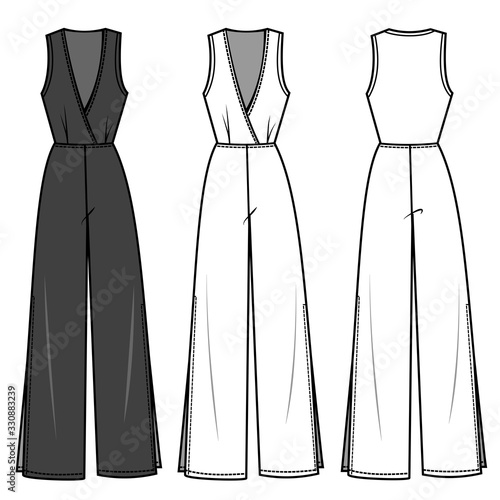 jumpsuit fashion flat sketch template